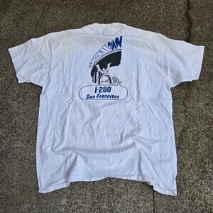Vtg 90s SAN FRANCISCO Earthquake Retrofit I-280 Architecture Graphic T Shirt XL